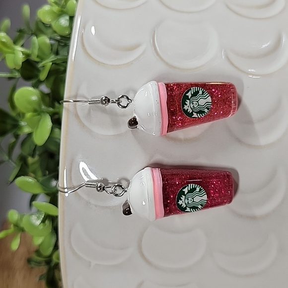 🔥LAST PAIR🔥 Starbucks Pink Drink Frappe Drop Earrings - Picture 6 of 7